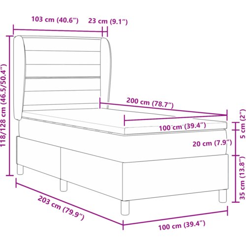  Boxspring krevet s madracem tamno smeđa 100x200 cm tkanina Slike