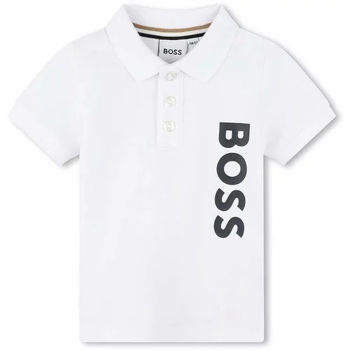 Boss Otroške bombažne polo majice bela barva