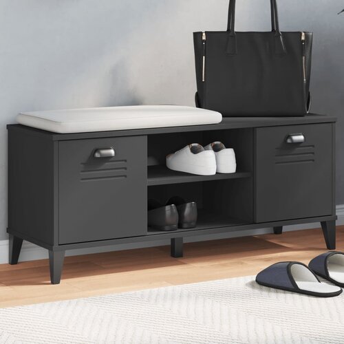 vidaXL Klupa za cipele VIKEN crna 106 x 35 x 45 cm masivna borovina Cijene