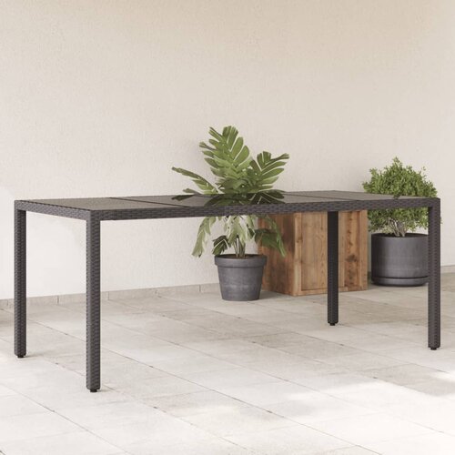 vidaXL Vrtna miza s stekleno ploščo črna 190x90x75 cm poli ratan Cene