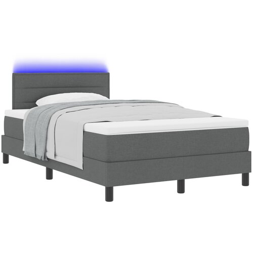 VidaXL Box Spring postelja z vzmetnico in LED temno siva 120x200 cm tkanina Slike