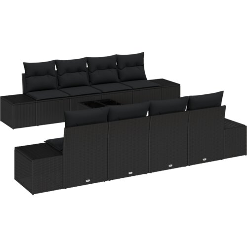 SOFA 6 pcs Crna 294 x 62 x 69 cm poliratan Slike