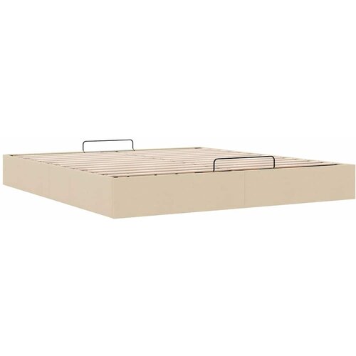  Otomanski okvir kreveta bez madraca krem 160x200 cm od tkanine Slike