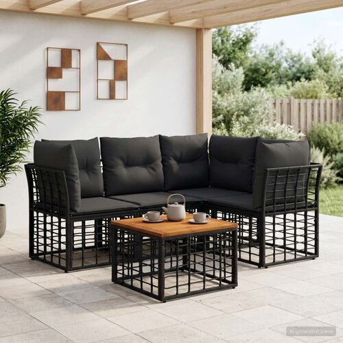  Set vanjskih sofa 5 kom. Crna i tamno siva Poliester Slike