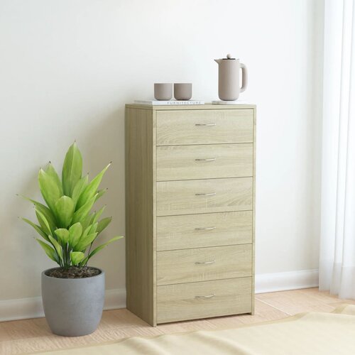 Komoda sa 6 ladica boja hrasta sonome 50 x 34 x 96 cm drvena Cene