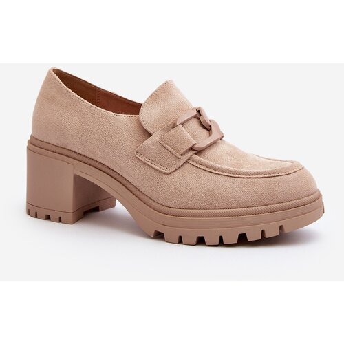 Kesi Beige suede Finley shoes with massive high heels Slike