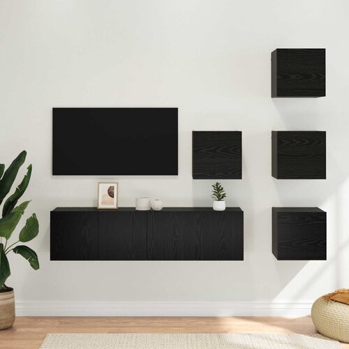  Set TV komoda 6 pcs 60 x 30 x 30 cm Crni hrast Cijene