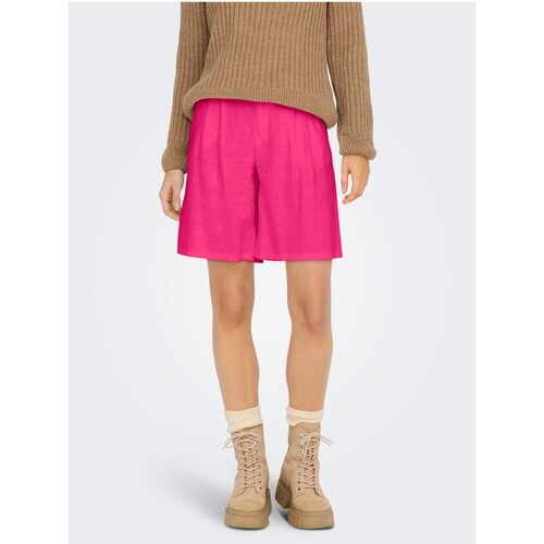 Only Dark pink women&amp;#039;s linen shorts Caro - Women Slike