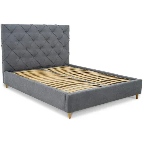 Scandic Sivi tapecirani bračni krevet s prostorom za odlaganje s podnicom 140x190 cm Bee –
