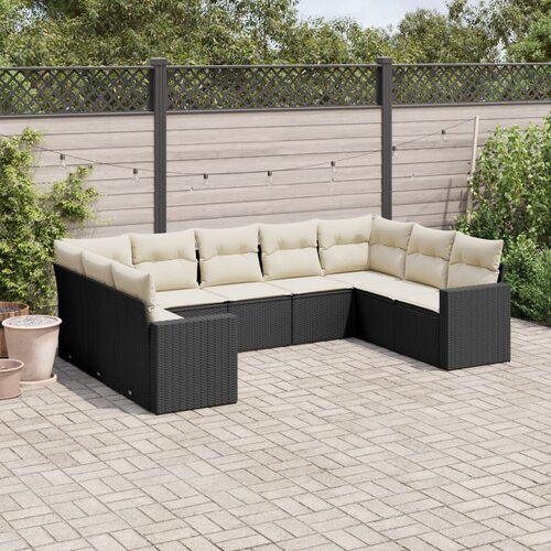 VidaXL 9-dijelni set vrtnih sofa s jastucima crni od poliratana Slike