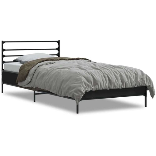 VidaXL Okvir kreveta crni 90 x 200 cm konstruirano drvo i metal Slike