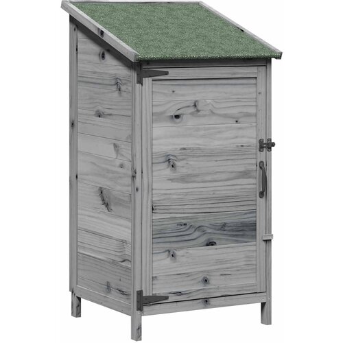 VidaXL Vrtna &amp;Scaron;upa s krovom Siva 59 x 56 x 113 5 cm Čvrsto drvo jele - Siva 59 x 56 x 113 5 cm Slike