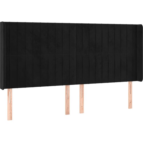 Maison Chic posteljno vzglavje - vzglavna omarica - nočna omarica z u&amp;scaron;esi črno 203x16x118/128 cm žamet, (21710877) Slike