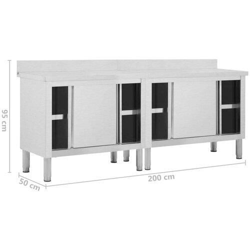 VidaXL Radni stolovi s kliznim vratima 2 kom 200x50x(95-97)cm cm čelik Slike