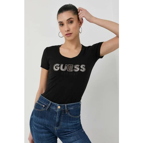 Guess Kratka majica ženski, črna barva
