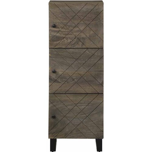  Visoka komoda crna 40 x 33 x 110 cm od masivnog drva manga Slike