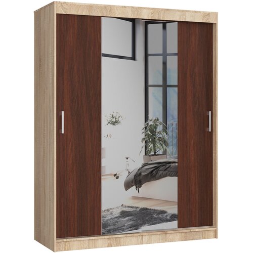AKORD Clp Garderobna Omara Z Drsnimi Vrati, Hrast Sonoma/Wenge, (5000331657) Cene