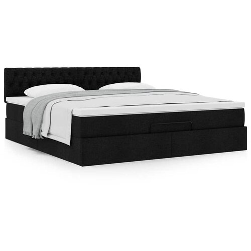 VidaXL Otomanski krevet s madracem crni 160x200cm od tkanine Slike