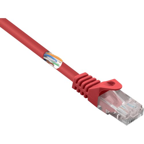 Renkforce RF-5043990 RJ45 omrežni kabel\, Patch kabel CAT 5e U/UTP 0.15 m rdeča z za&scaron;čitnim zapornim zatičem 1 kos, (20419013) Cene