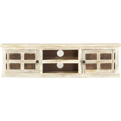 Maison Chic TV omarica - TV stojalo - Televizijska omarica bela 130x30x36 cm trden mangov les, (21701807) Cene