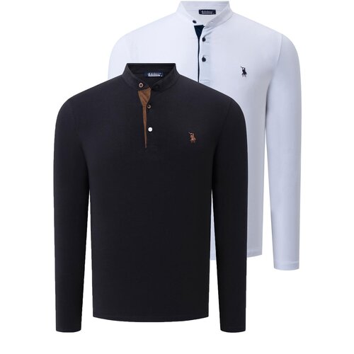 Dewberry DUO SET V4009 MENS SWEATSHIRT-WHITE-BLACK Slike