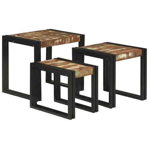  Stol za slaganje 3 pcs Čvrsto drvo recikliranog drva i metal Slike