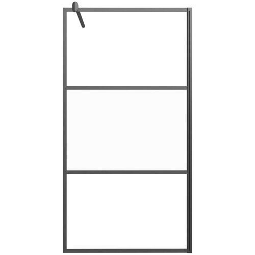 VidaXL Pregrada za tu&amp;scaron; 115 x 195 cm s napola mutnim staklom ESG crna Slike