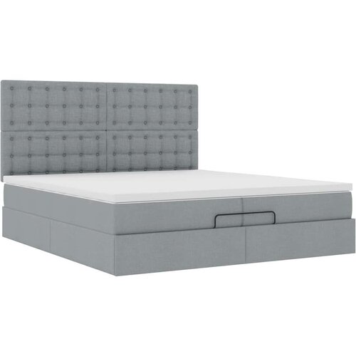 vidaXL Otomanski posteljni okvir z vzmetnicami siv 200x200 cm blago Cene