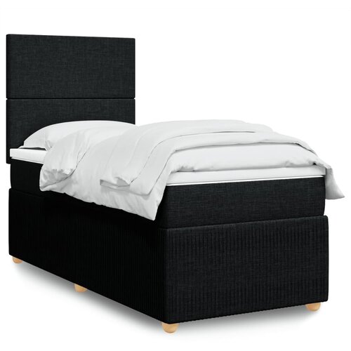 vidaXL Box spring postelja z vzmetnico črna 90x200 cm blago Cene