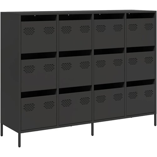  Komoda crna 135x39x103,5 cm hladno valjani čelik Slike