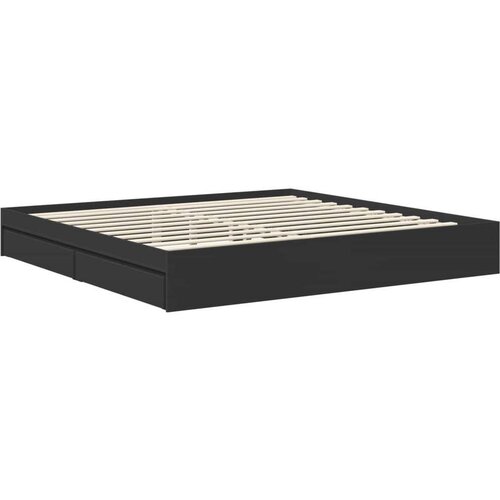  Krevet s od storage Crna 200 x 200 cm Konstruirano drvo Slike