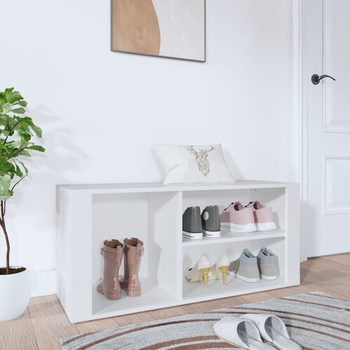 VidaXL Omarica za čevlje bela 100x35x45 cm inženirski les Slike