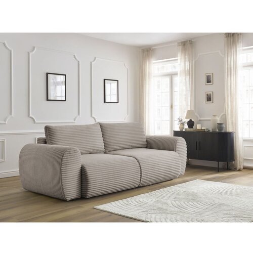 Bobochic Paris Svetlo siva/bež raztegljiva sedežna garnitura iz rebrastega žameta 257 cm Lucien &amp;ndash; Slike