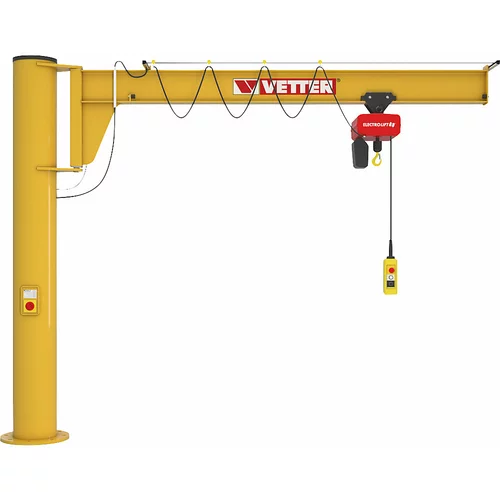 Vetter Stebrni vrtljivi žerjav ASSISTENT AS, z električnim verižnim dvigalom HF, nosilnost 500 kg, domet 3 m, glavni in fini dvig 4,5/1,1 m/min