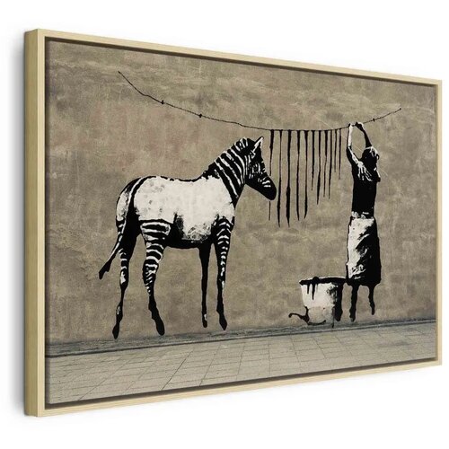  Slika - Banksy: Washing Zebra on Concrete (1 Part) Wide 120x80 U prirodnom drvenom okviru Cijene