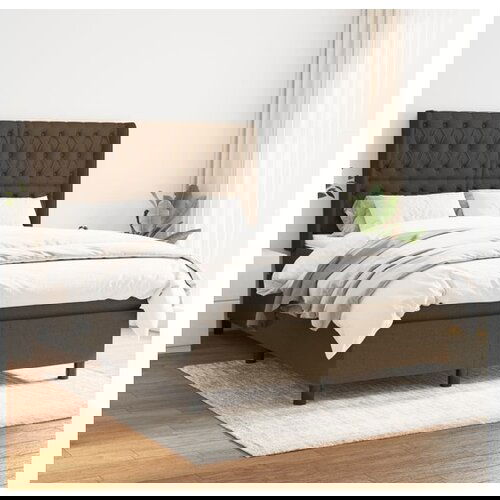VidaXL Box spring postelja z vzmetnico temno rjav 140x190 cm Slike