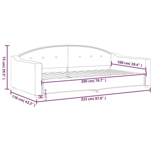  Dnevni krevet smeđesivi 100 x 200 cm od tkanine Slike