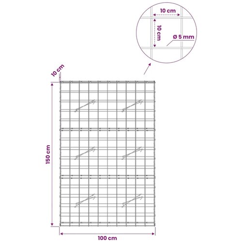  Gabion s žicom debljine 5 mm i mrežom 10x10 cm 100x10x150 cm - 10 cm 150 cm 100 cm Slike