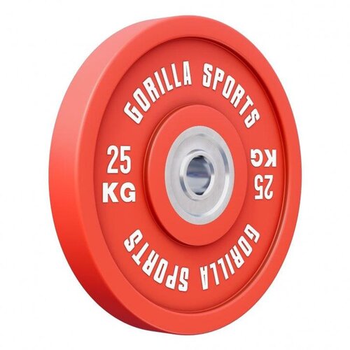 Gorilla Sports Bumper Plate Profi olimpijski teg 25 kg, 50/51 mm, crveni Slike