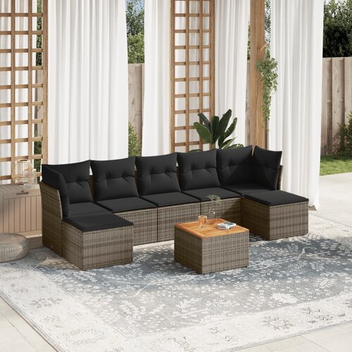 vidaXL 8-dijelni set vrtnih sofa od poliratana s jastucima sivi Cijene