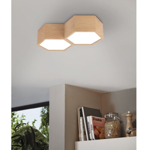 Eglo plafonjera Mirlas, 2 x E27, drvo/bijela, 36 cm, 98861 Slike