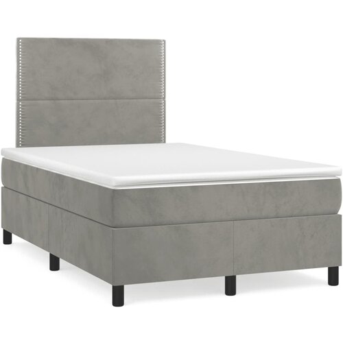vidaXL Box spring postelja z vzmetnico LED sv. siva 120x190 cm žamet Cene