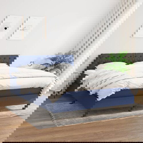 The Living Store Box spring postelja z vzmetnico modra 140x200 cm blago - Box Spring Postelja, (21512469) Slike