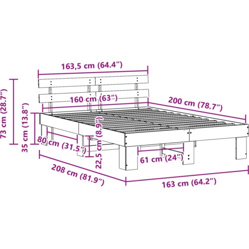 VidaXL Krevetni okvir s uzglavljem Beli 160x200 cm Puni bor Slike