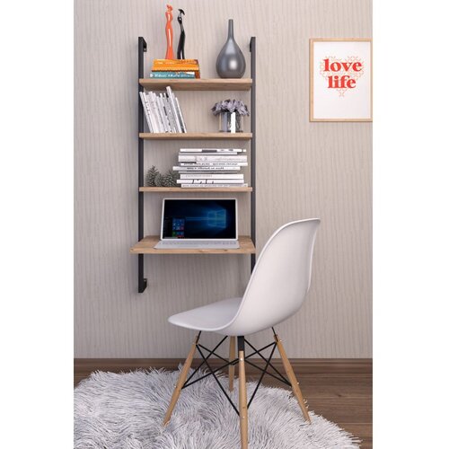 Woody Fashion Masalı BrownBlack Wall Shelf Slike
