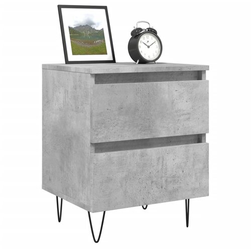  Noćni ormarići 2 kom boja betona 40x35x50 cm konstruirano drvo Slike