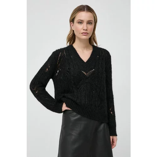 Twinset Volnen pulover ženski, črna barva