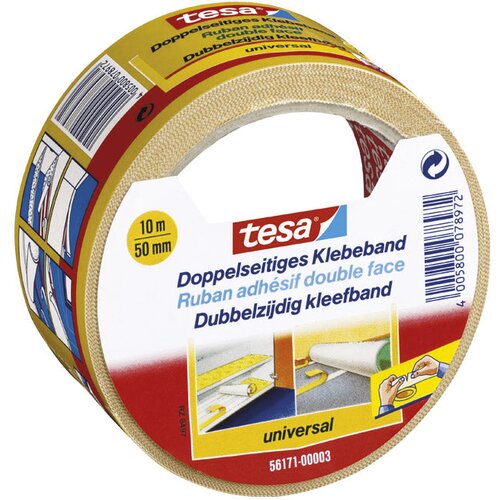 Traka LJEPLJIVA OBOSTRANA 50MM/10M UNIVERSAL TESA 56171 BIJELA BLISTER Cene