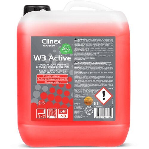 Clinex Tekočina za čiščenje sanitarnih prostorov in kopalnic na osnovi citronske kisline W3 Active BIO 5L, (21389320) Cene