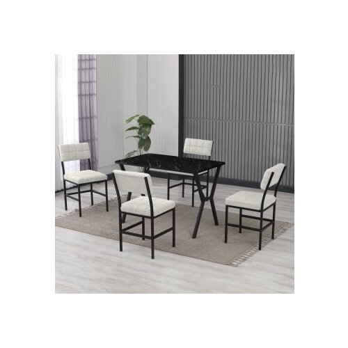 Hanah home Set Trpezarijski sto i 4 stolice Dubai Cream Black Cene